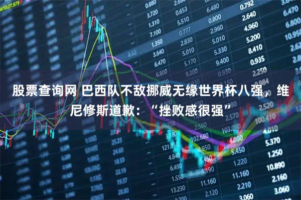 股票查询网 巴西队不敌挪威无缘世界杯八强,维尼修斯道歉:“挫败感很强”